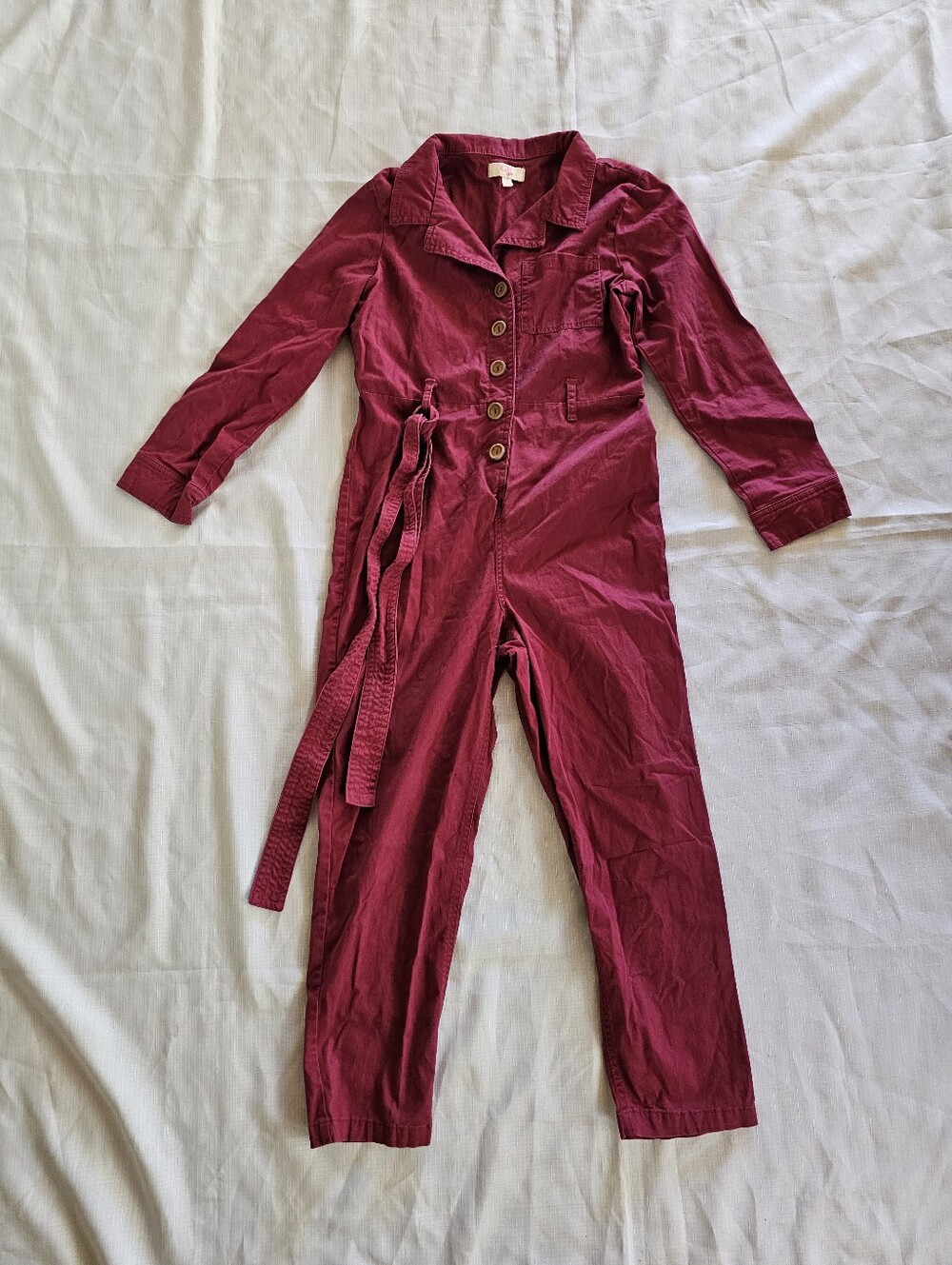 GB Girls Cotton Blend Maroon Utility Style Jumpsuit Button Front Casual Size 12